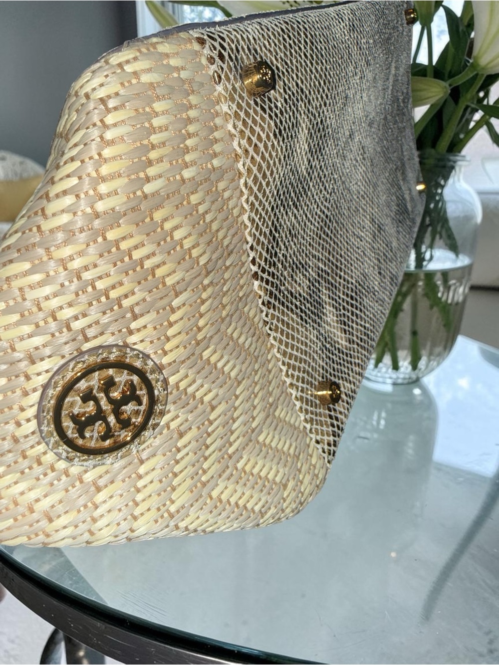 Tory Burch NWOT 797 Snake Skin and Raffia Open Tote - Picture 11 of 14